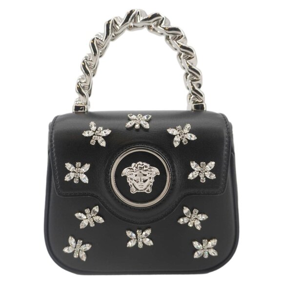 Versace La Medusa Mini Embellished Leather Top Handle Shoulder Bag Black - Picture 3 of 15